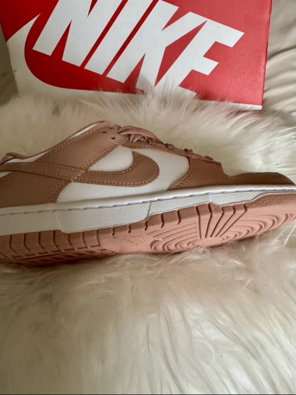 Nike Women's Low-Top Sneaker in Blush Pink and White - Picture 2 of 3